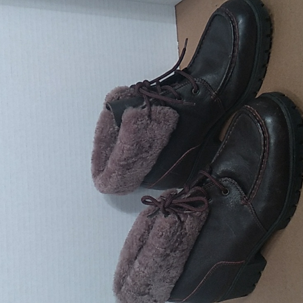 ANKLE BOOTS CLARKS LEATHER  FAUX FUR